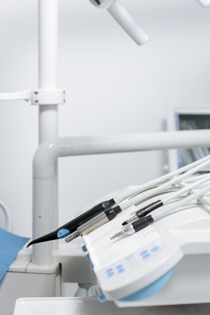 services-01 Sterile dental equipment and tools in a modern clinic setting, ready for dental care procedures.